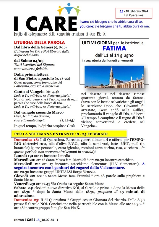 Comun I Care 18 Febbraio pag. 1