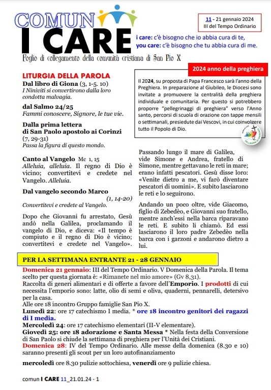 Comun I Care 21 Gennaio pag. 1