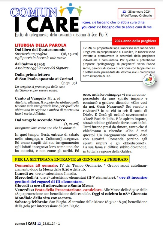 Comun I Care 28 Gennaio pag. 1